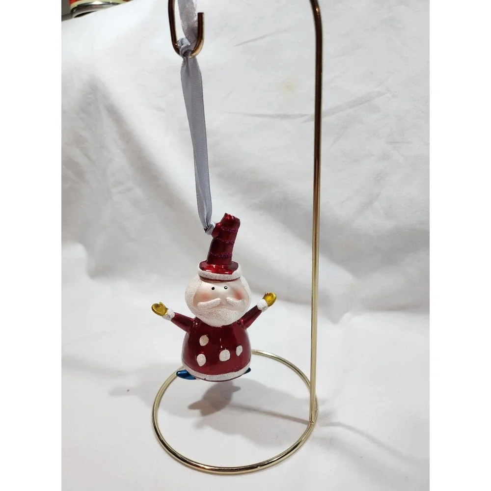 Target~Be Merry~Set of 2~Glass Christmas Ornaments~1 Snowman & 1 Santa~Excellent